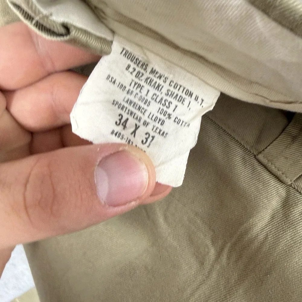 Vintage 60s US Military Officer Chino Pants Trousers Vietnam 32x30 Khaki Shade 1 - Picture 6 of 12
